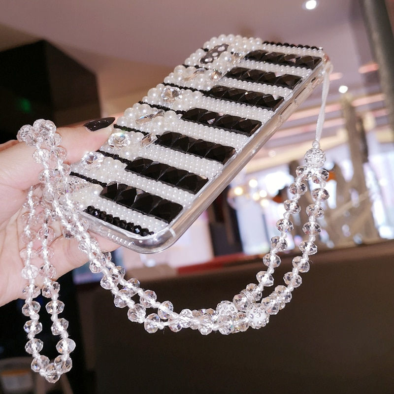 Thumbnail: Piano Key Crystal Chain Case Cover For Samsung Galaxy