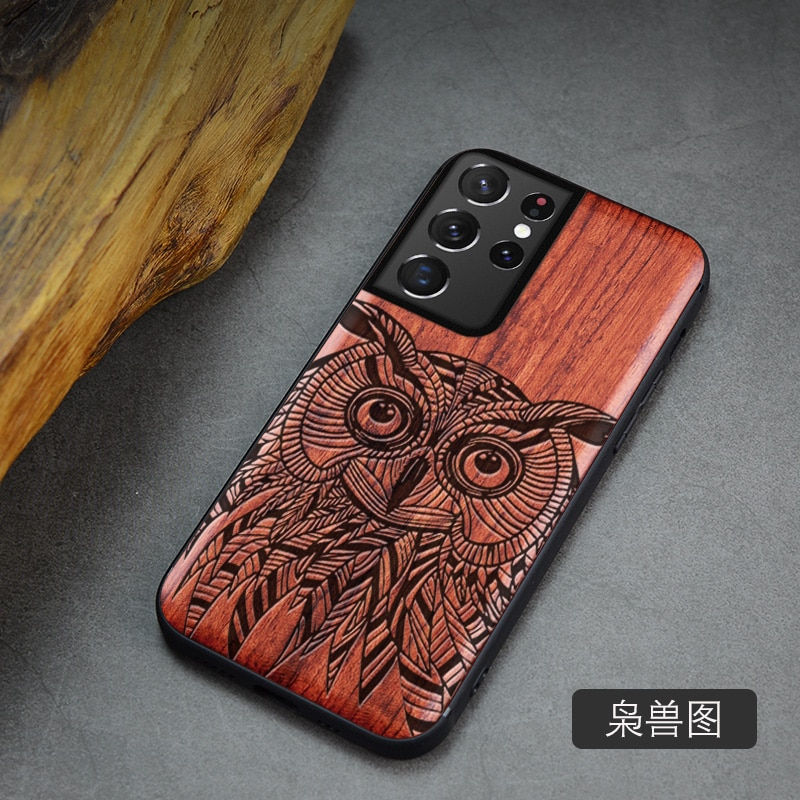 Thumbnail: Wood Cover Phone Case For Samsung S21 Ultra