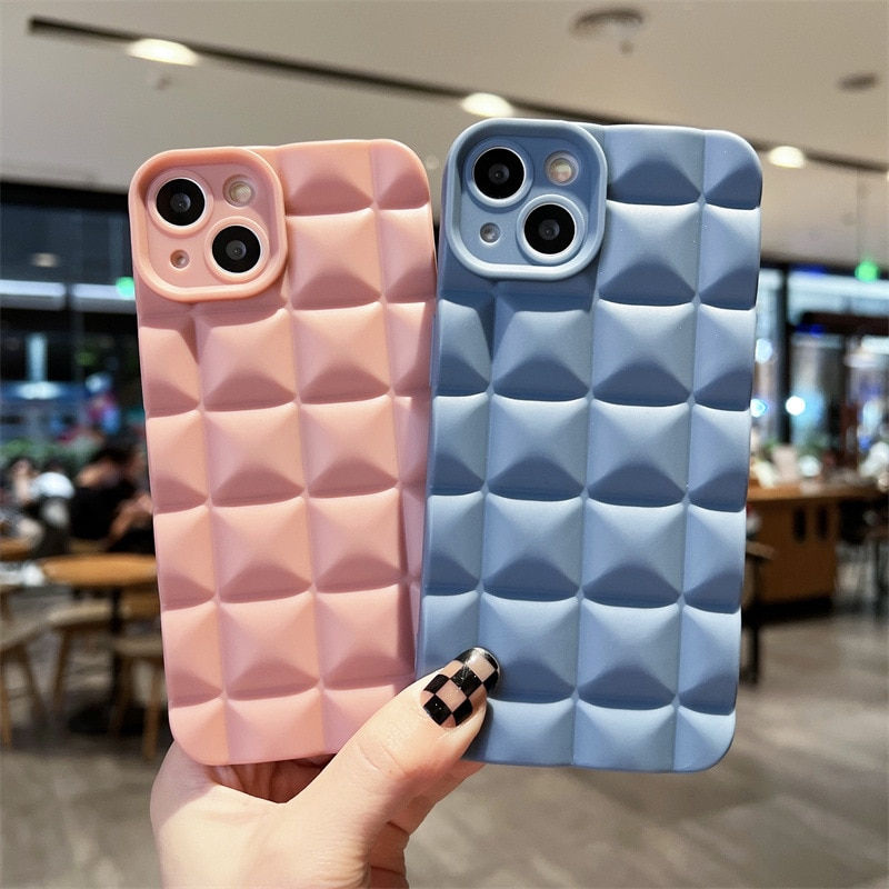 Thumbnail: Fashion 3D Grid Matte Phone Case For iPhone