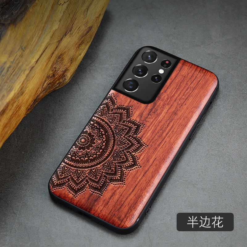Thumbnail: Wood Cover Phone Case For Samsung S21 Ultra