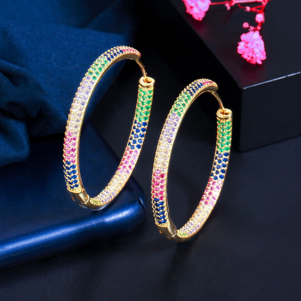 Miniatura: Circle Round Hoop Earrings - Rainbow Cubic Zirconia 