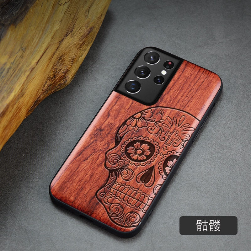 Thumbnail: Wood Cover Phone Case For Samsung S21 Ultra