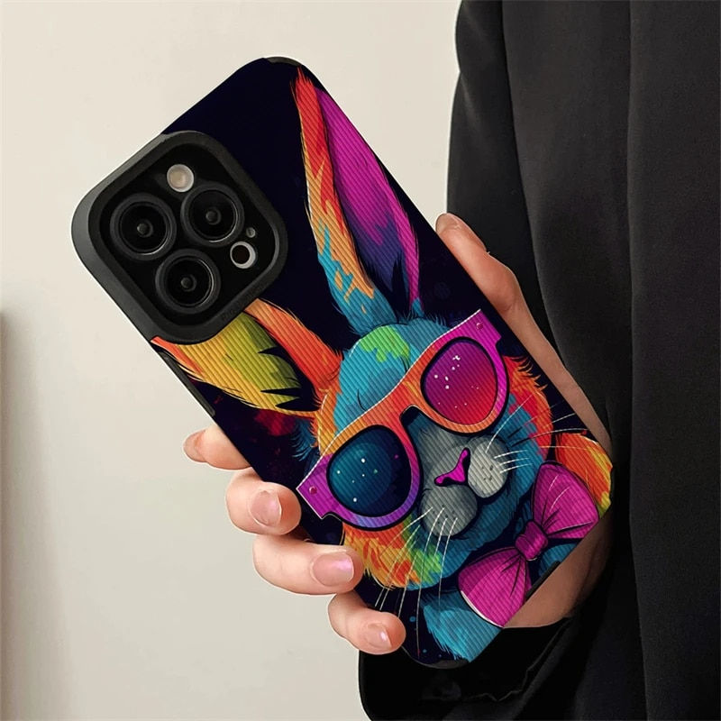 Thumbnail: Colorful Graffiti Sunglasses Rabbit Phone Case For iPhone