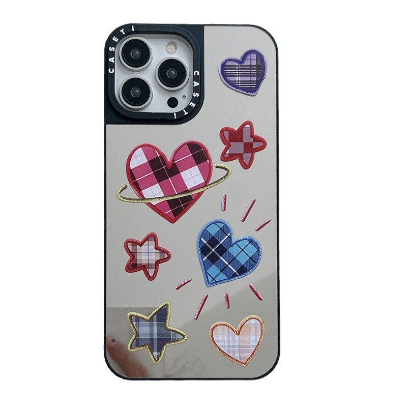Colorful Plaid Love Heart Phone Case for iPhone 