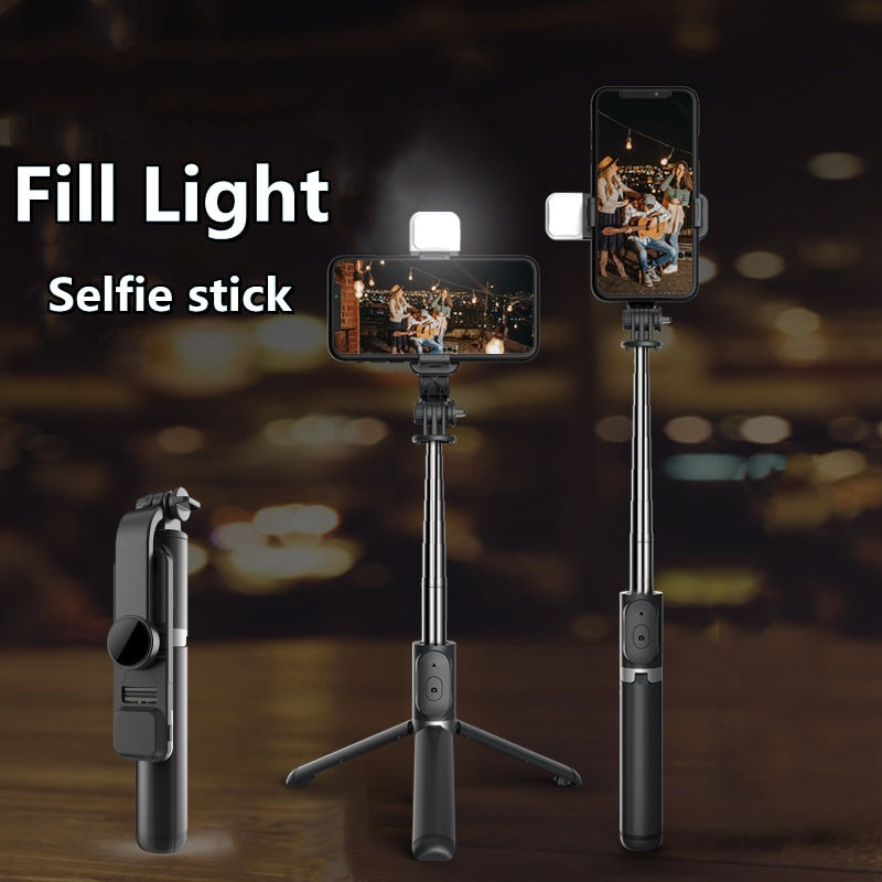 Imej kecil: Wireless selfie stick tripod Bluetooth, With Led light remote shutter For iphone