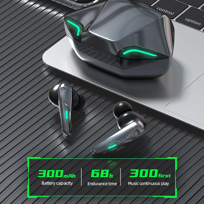Thumbnail: Bluetooth Gaming Wireless Earphones - With Mic Charging Box