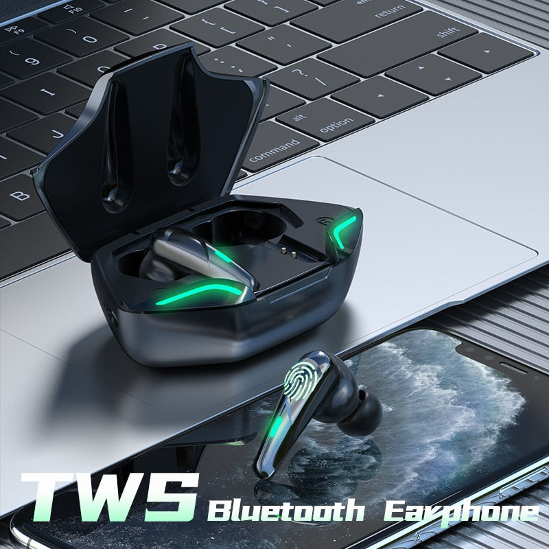 Thumbnail: Bluetooth Gaming Wireless Earphones - With Mic Charging Box