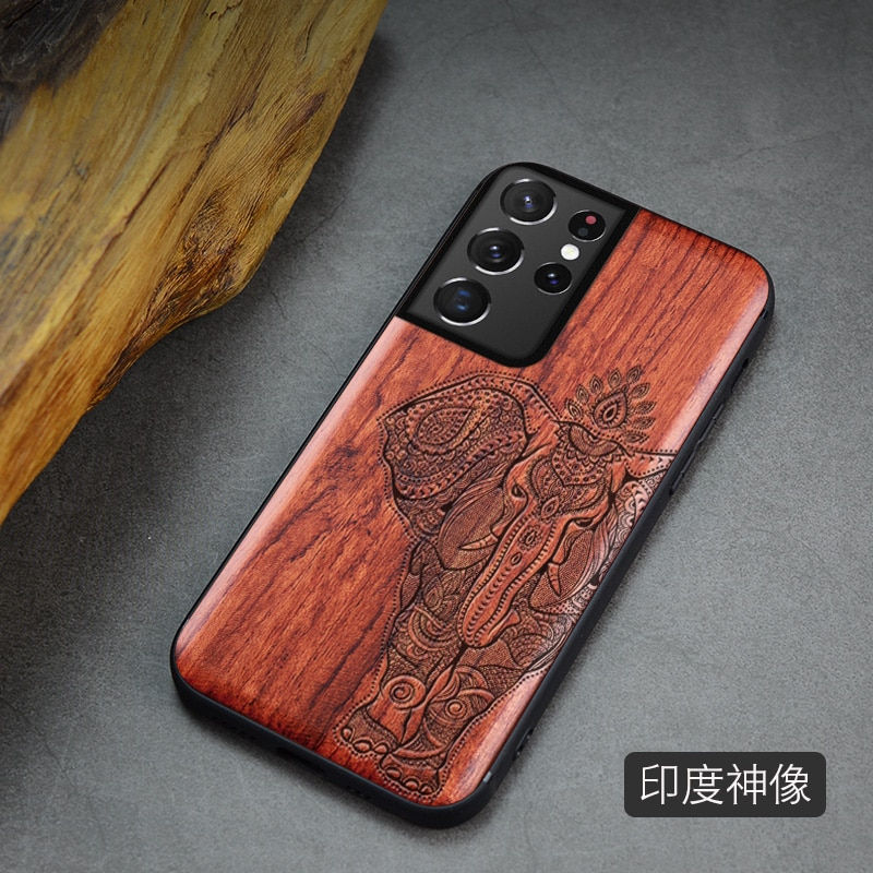 Thumbnail: Wood Cover Phone Case For Samsung S21 Ultra