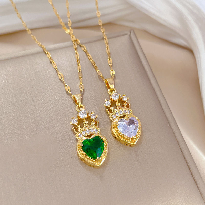 Thumbnail: Stainless Crown Charm Necklace