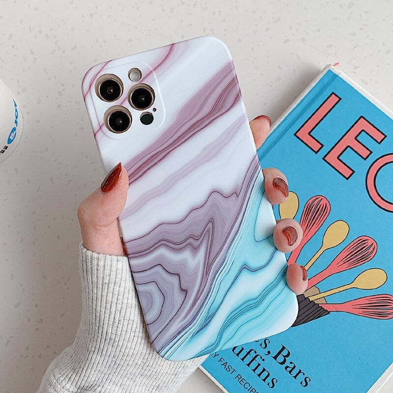 Thumbnail: Matte Marble Texture Stone Phone Case For iPhone