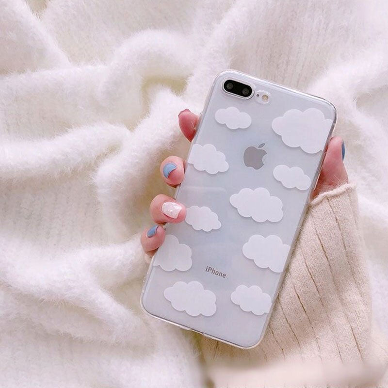 Thumbnail: Transparent White Cloud Print Phone Case For IPhone