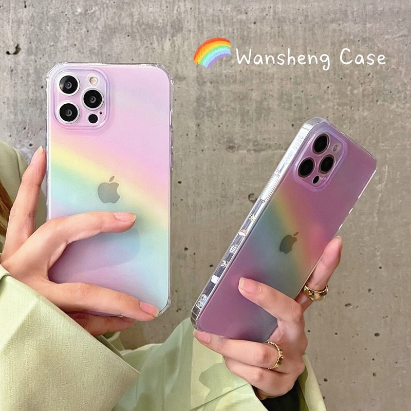 Thumbnail: Colorful Pink Rainbow Transparent Phone Case For iPhone
