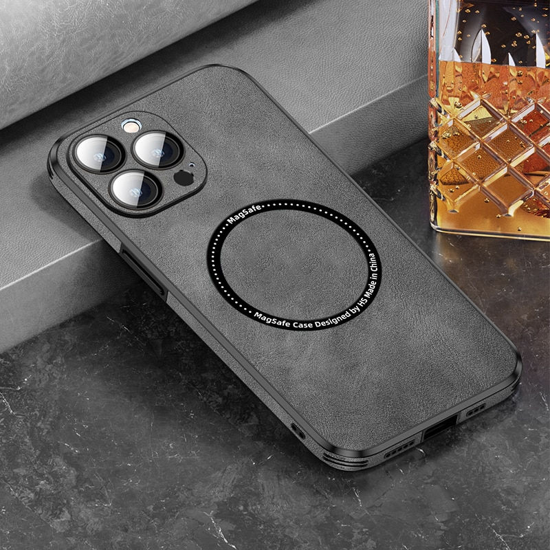 Thumbnail: Luxury Lens Protection Leather Phone Case For iPhone