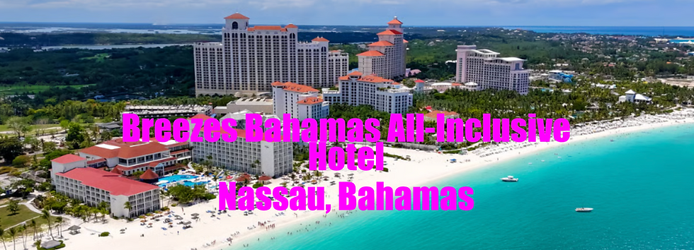 Wide landscape aerial view of Breezes Bahamas resort