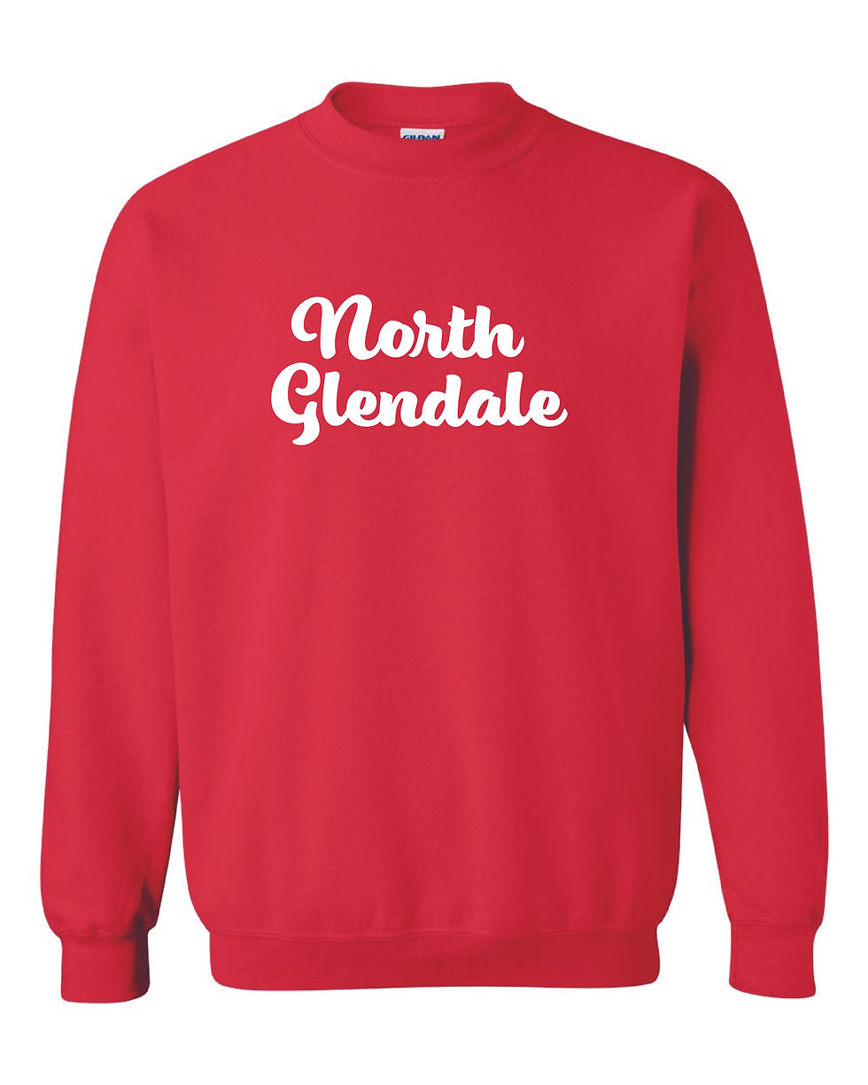 North Glendale Fancy Red Crew Neck Sweatshirt