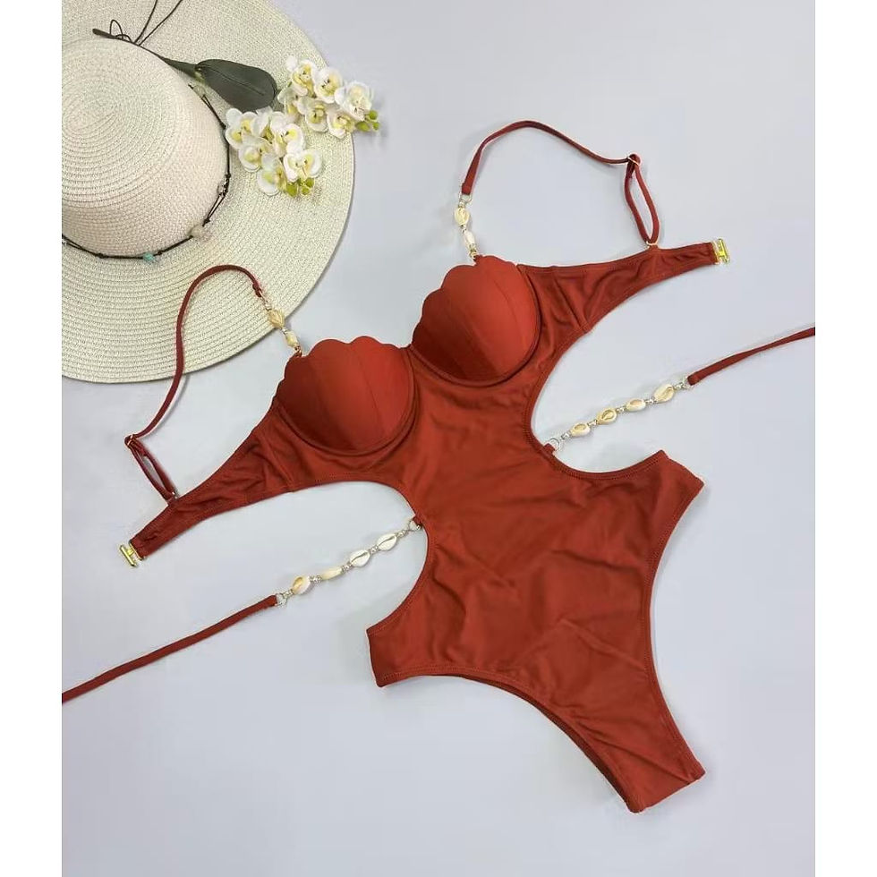 Miniatura: Maiô Engana Mamãe com Bojo e Detalhes em Concha e Búzios – Moda Praia Feminina