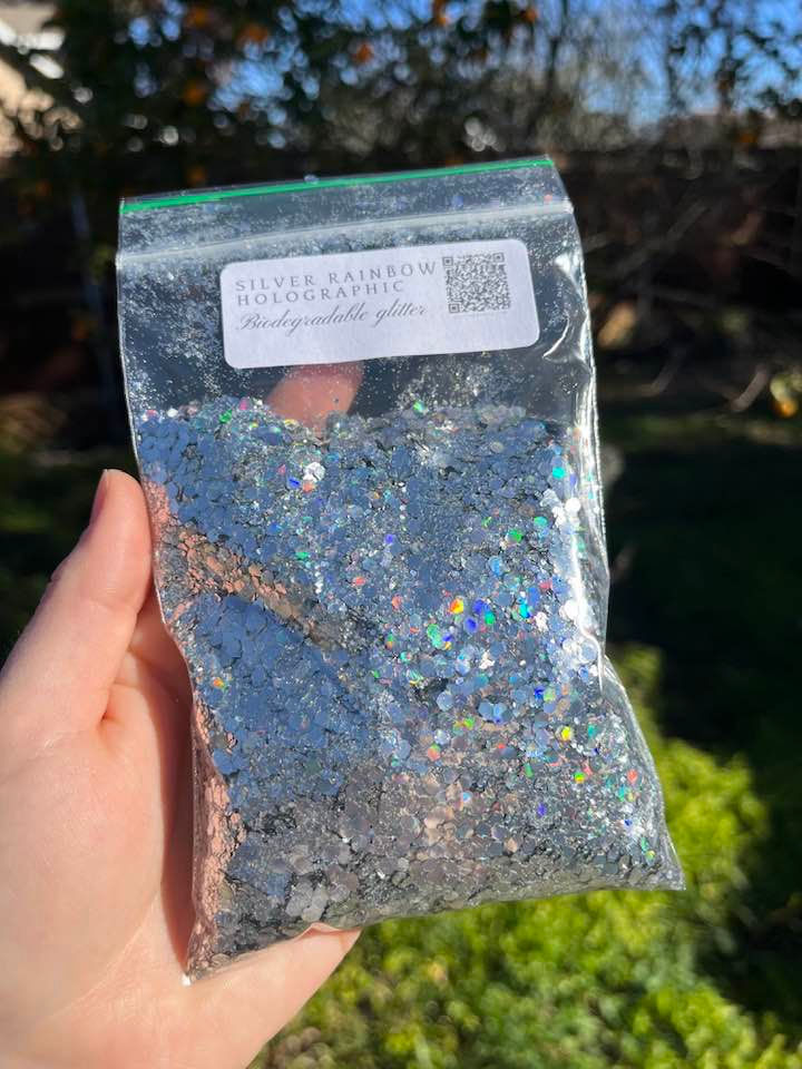 Thumbnail: Silver Rainbow Holographic Biodegradable Glitter Mix PURE