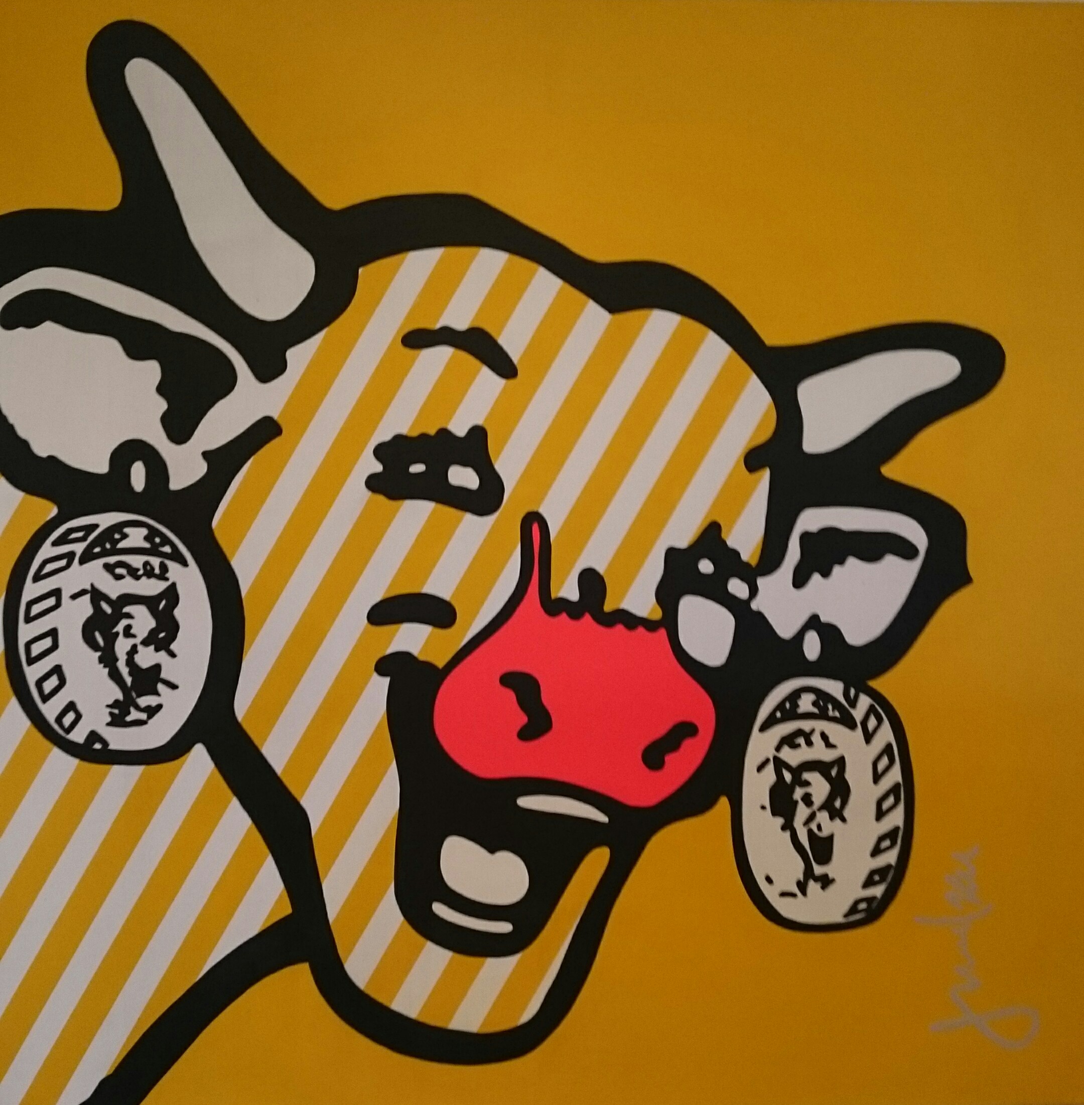 VACHE QUI RIT JAUNE 55X55CM