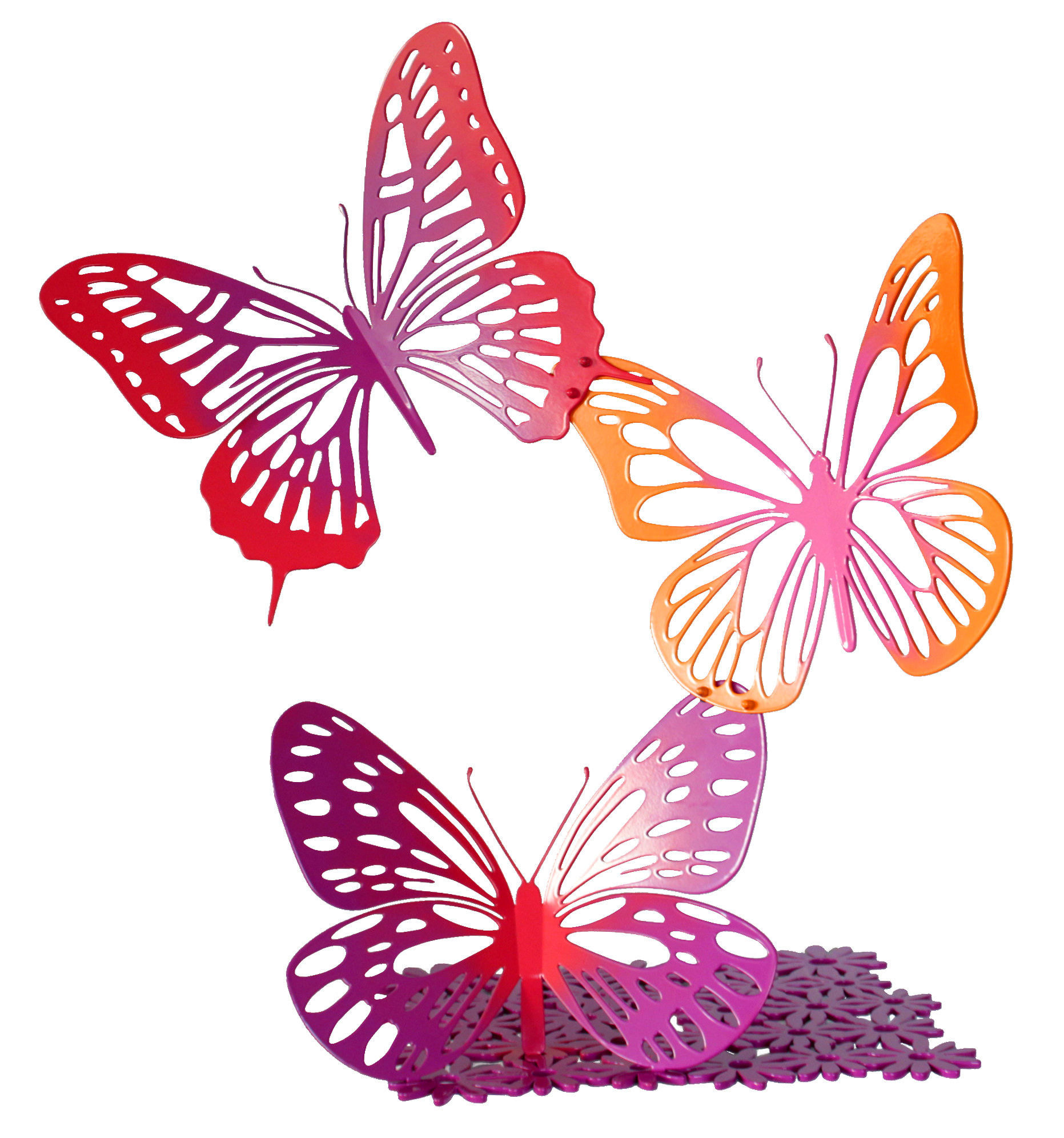 Trio de papillons colorés PM 75cm