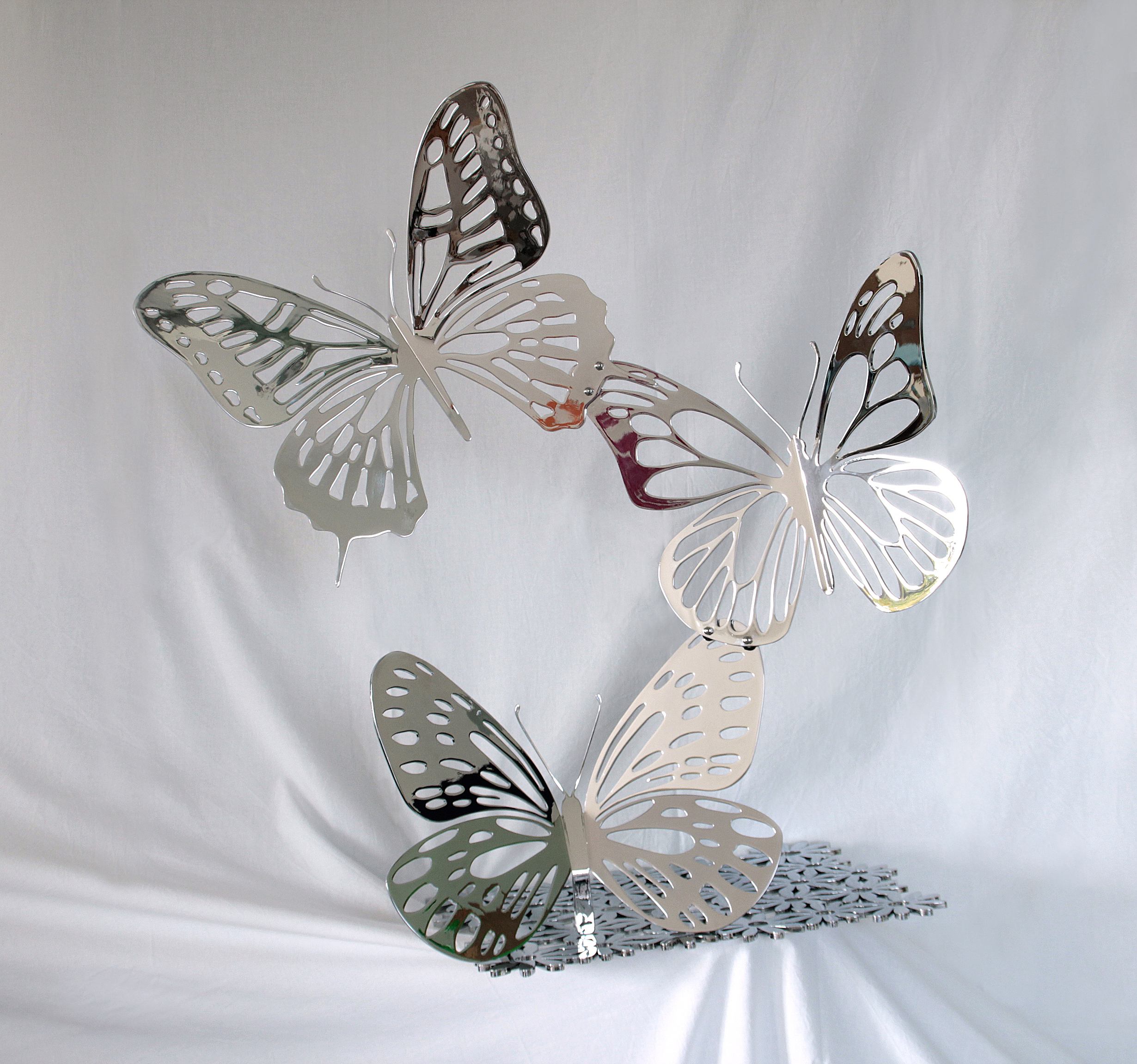 Trio de papillons Chromés