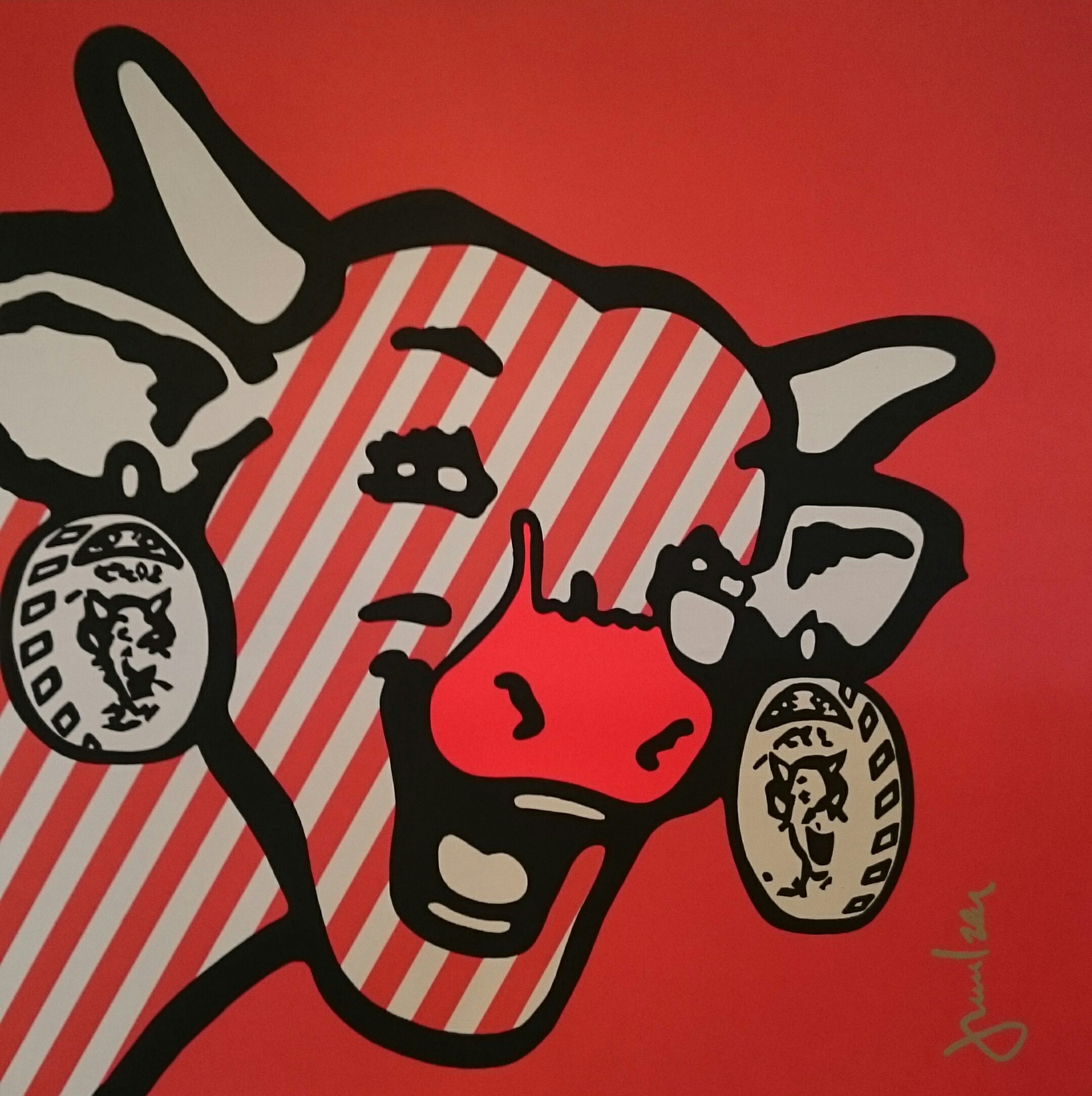 VACHE QUI RIT ROUGE 55X55CM