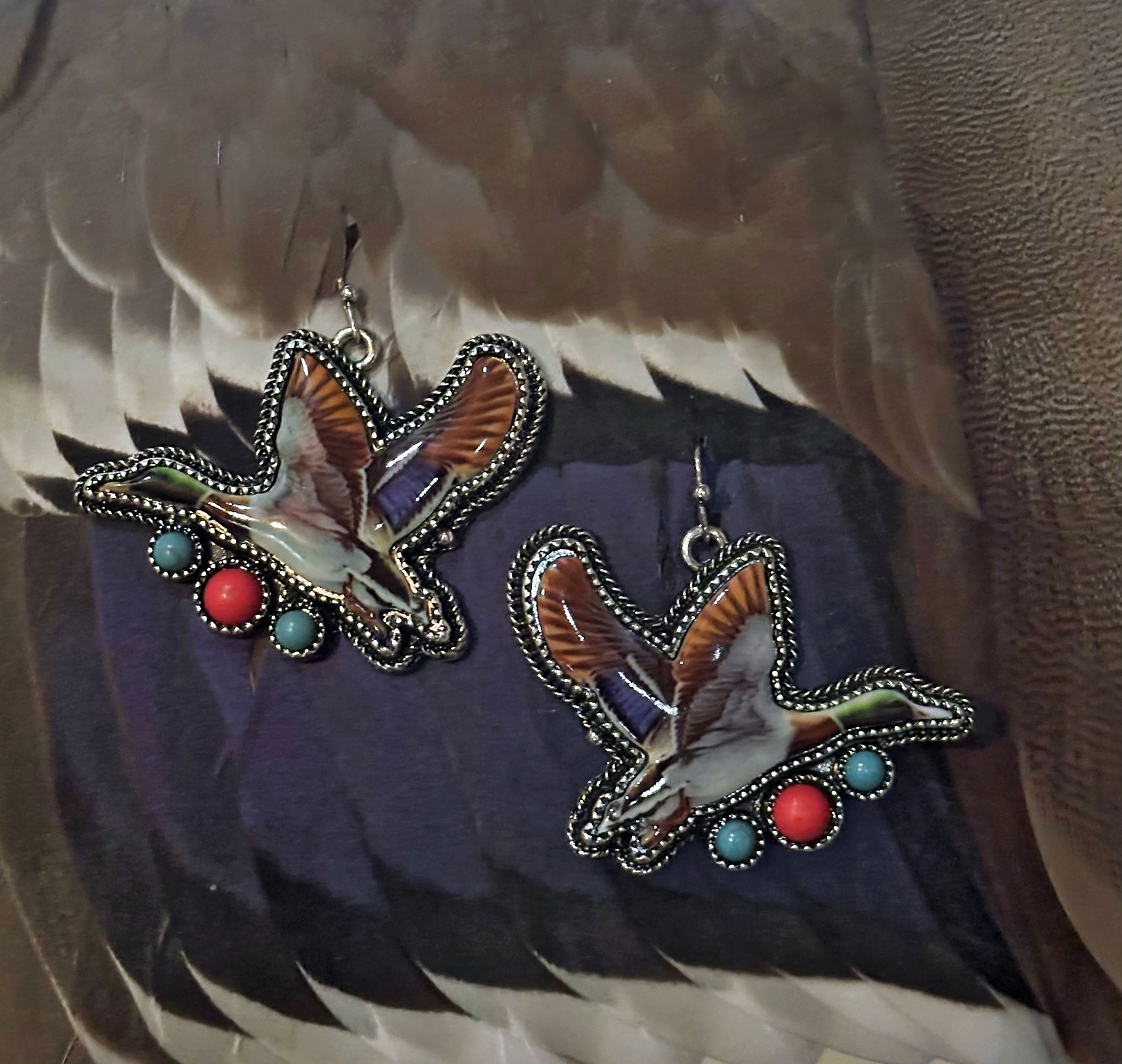 Flying Mallard Paperclip Earrings