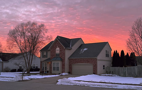 Sunset photo taken of house in Greenwood, Indiana. Twilight photography by Indy Drone Vision
