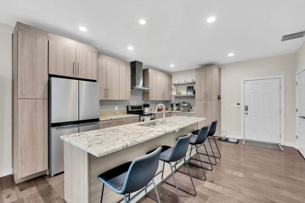 Modern kitchen interior with island in Fountain Square Indianapolis home