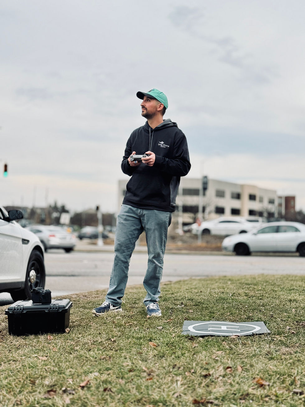 Keeping visual site of the drone while in operation in downtown indianapolis