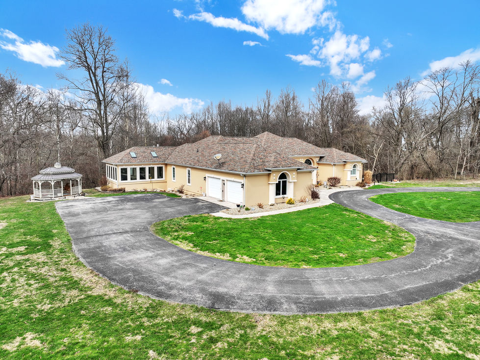Aerial view of upscale real estate listing in Greencastle Indiana