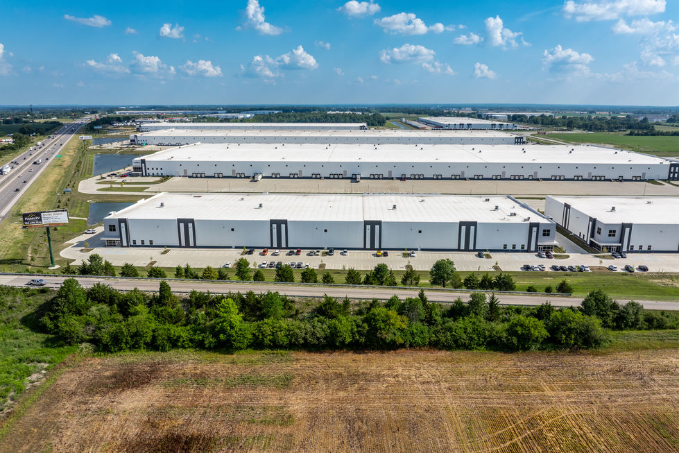 Drone image showing warehouse layout at Mohr Logistics Park.