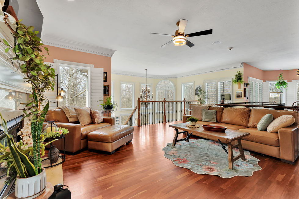 Open concept living room in luxury Greencastle Indiana home