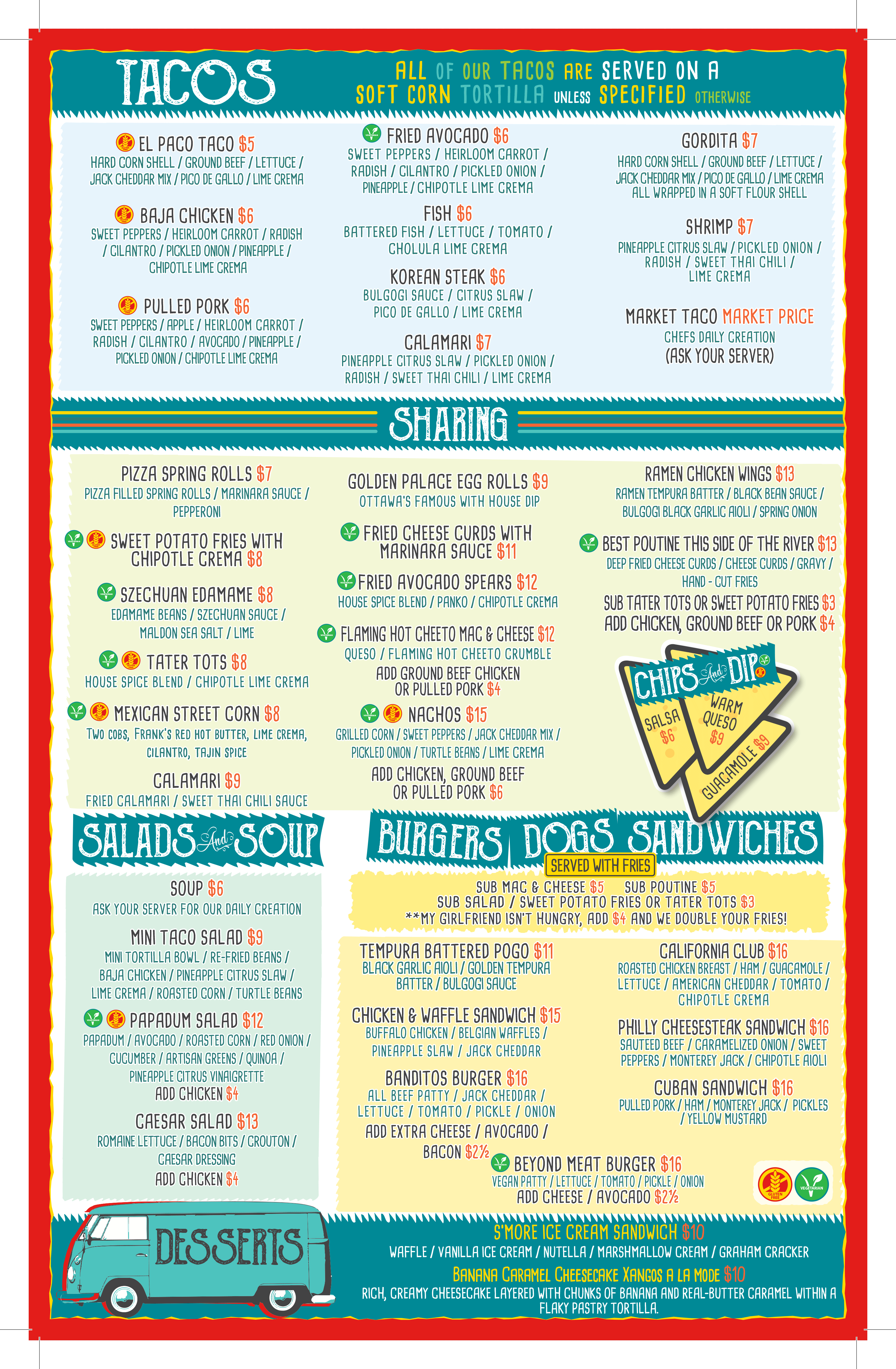 Food Menu Ontario Banditos Ottawa