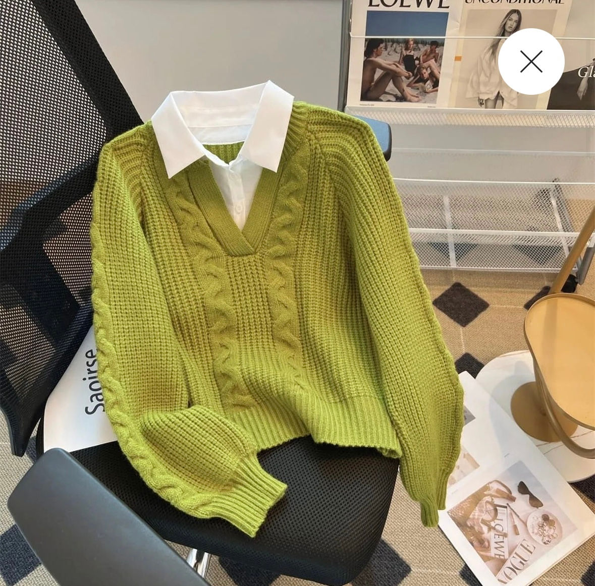 Knitted collar sweater 