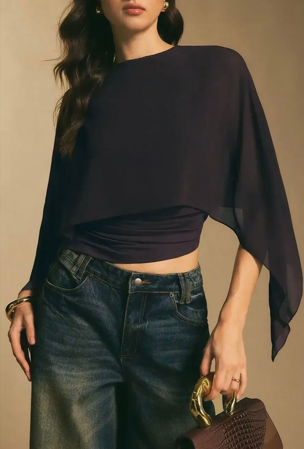 Thumbnail: Draped cape crop top