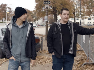     Ben Westhoff, director of “Antagonist” (left), stands with Brett Rudloff, the St. Louis man whose life was changed by Naltrexone.