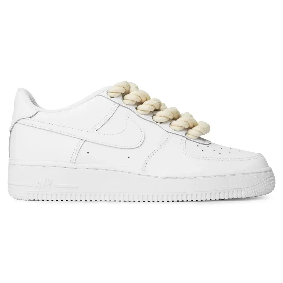 Nike Air Force 1 Rope Laces White Beige - Custom Edition - Drip N Drown 2