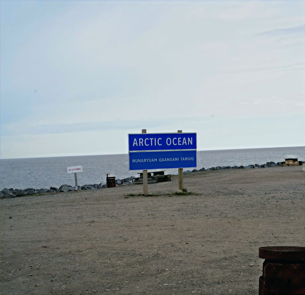 Arctic Ocean Sign in Tuktoyaktuk, Northwest Territories at the end of the Dempster Highway