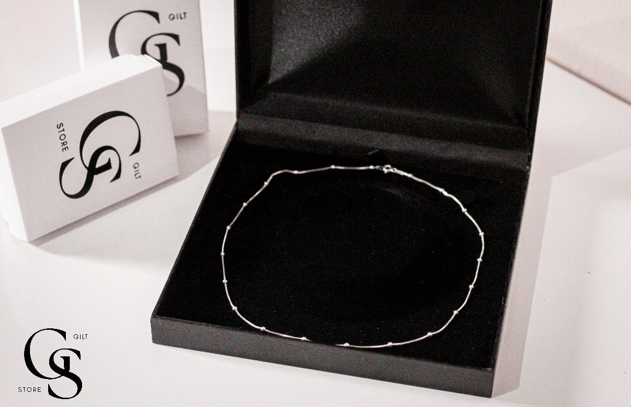 CORRENTE DE PRATA VENEZIANA DE BOLA 3MM 45CM