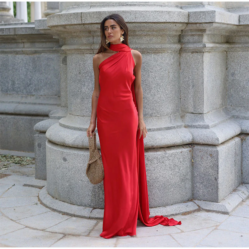 Thumbnail: The Monaco Draped Satin Gown