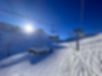 Blick auf das Karhorn von der Hochalp Hütte im Skigebiet Warth-Schröcken