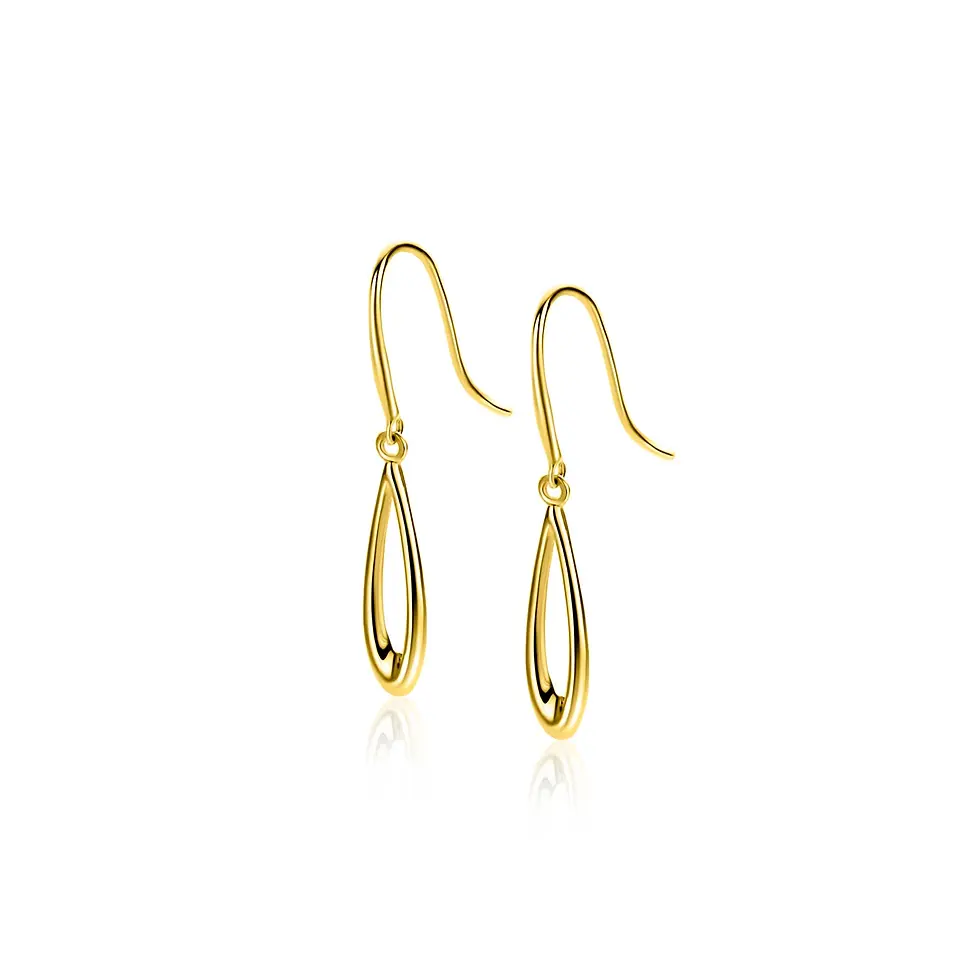 Thumbnail: ZGO541 ZINZI Gold 14 krt gouden oorhangers met open peervorm 25mm