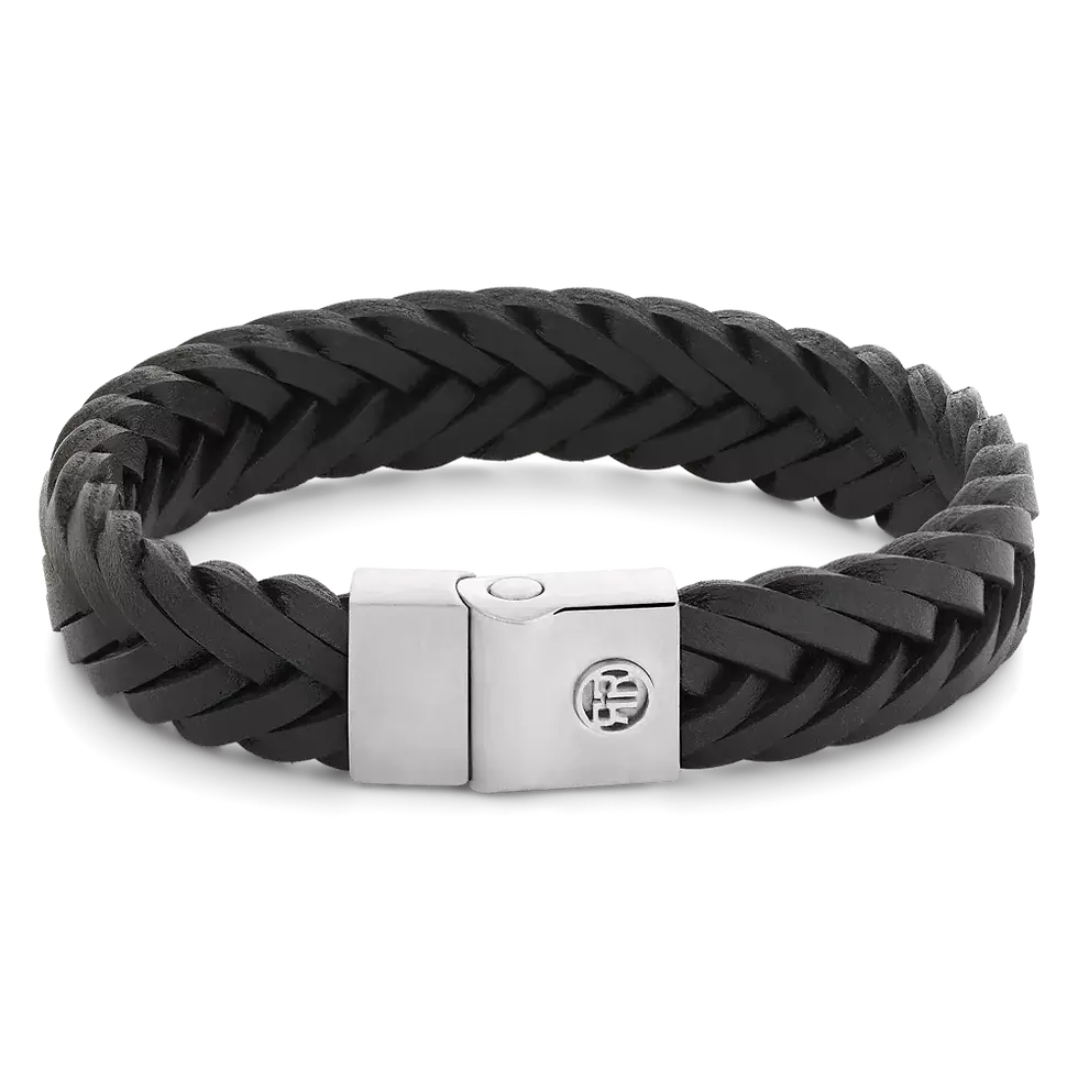 RR-M0052-S Rebel & Rose armband Metal Premium B 12mm Blackraided