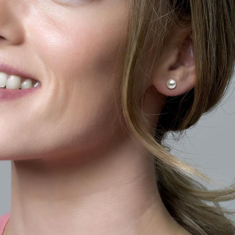 Thumbnail: 7149YPW Blush oorstekers geelgoud parel 5mm