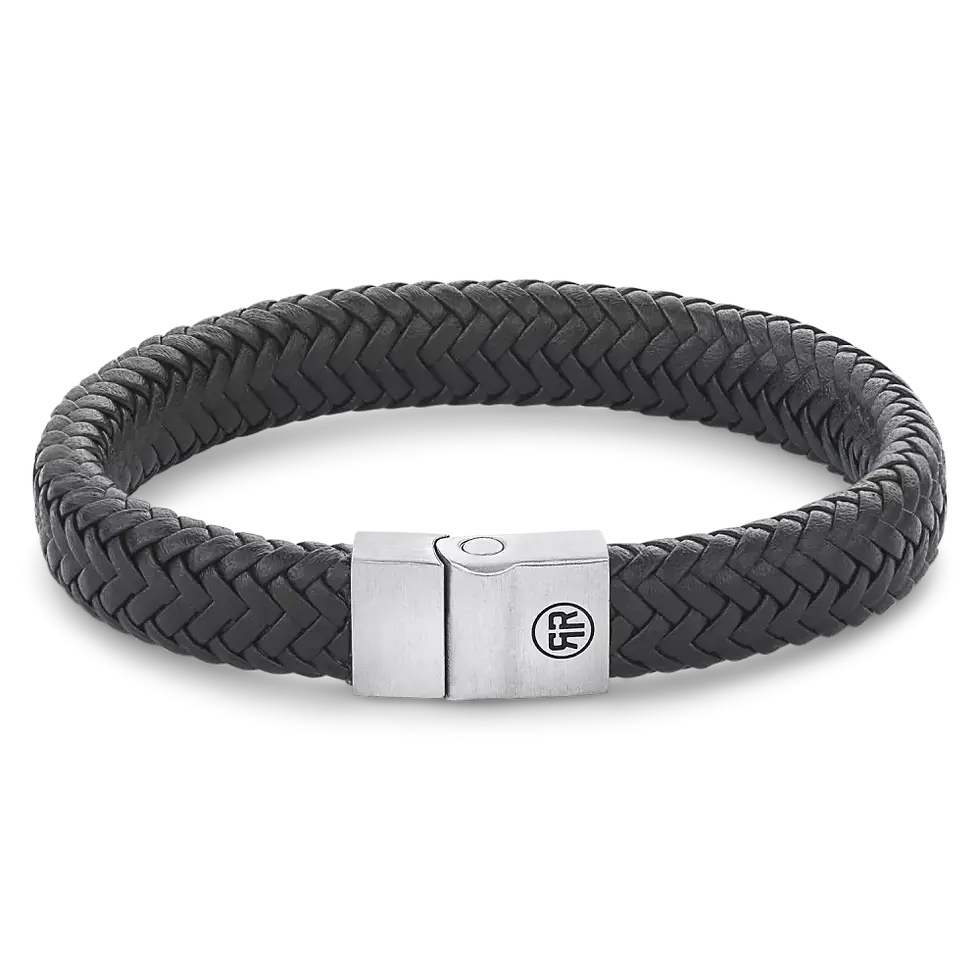 RR-M0019-S Rebel & Rose armband Full Metal Single Round Black