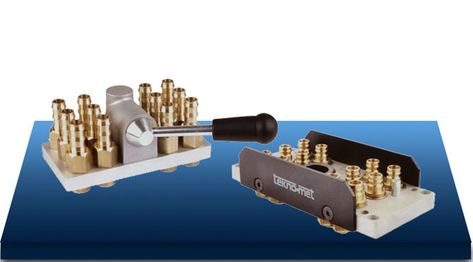 Мульти-соединение быстроразъемноеТехномет Tekno-met MT090 EURO connector, multi couplings systems,quick coupling,многоконтуры евро стандарт, плита со стороны ТПА, tekno-met.com.ru