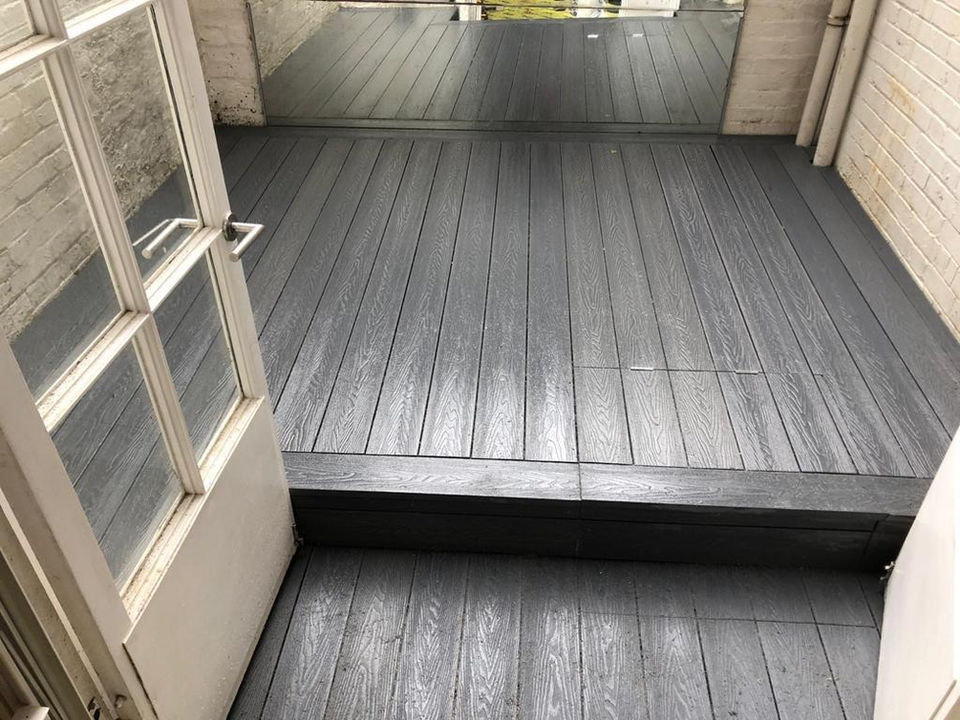 Composite decking in courtyard 
