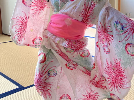 きょうからお母さんの浴衣で