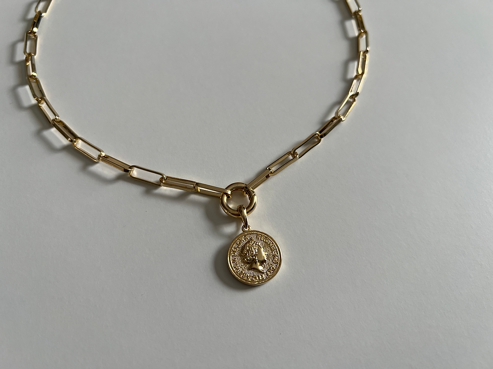 Thumbnail: 18K Gold Filled Queen Elizabeth Coin Necklace