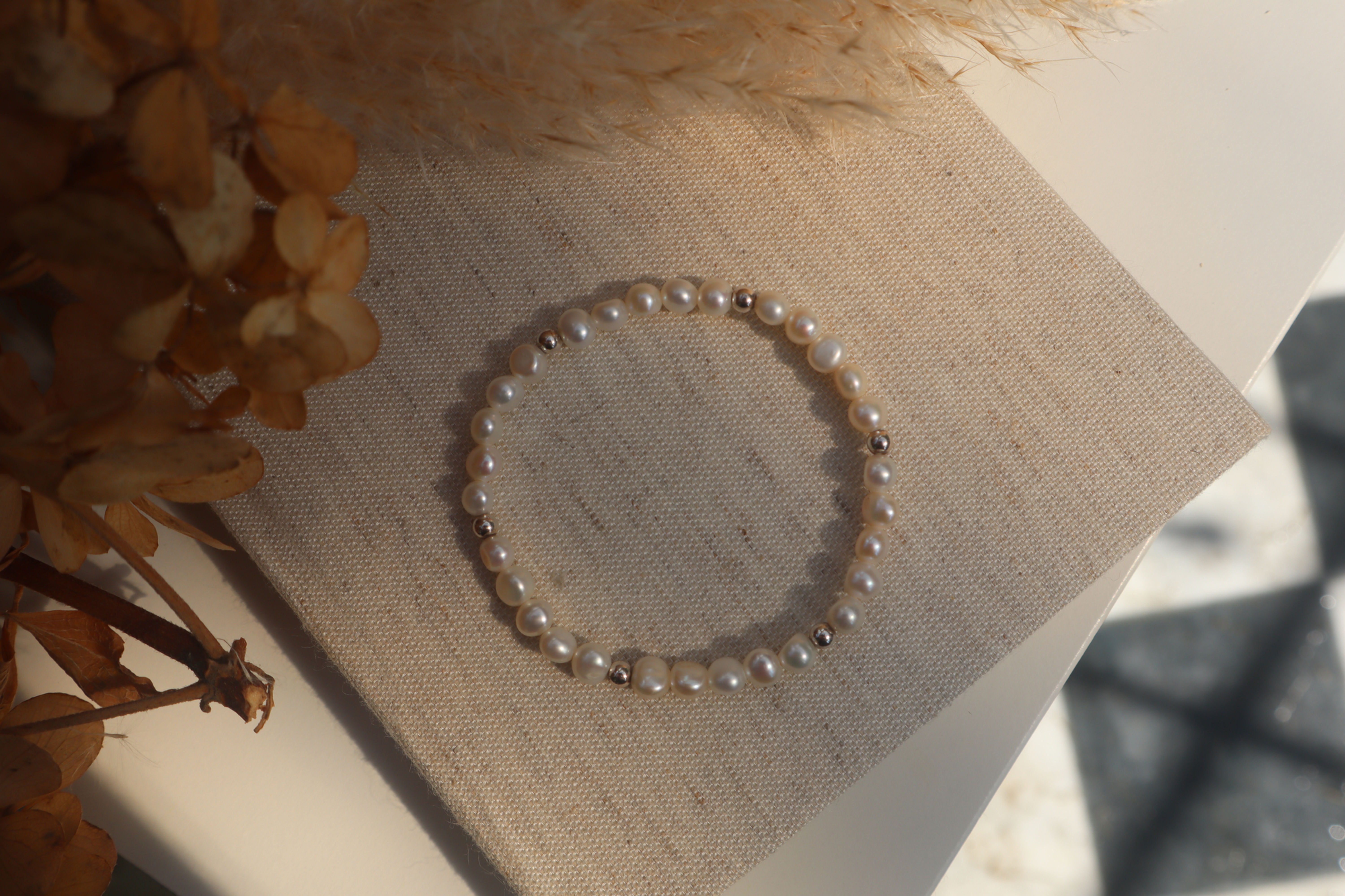 14k Gold Filled or Sterling Silver Manifestation Pearl Beaded Bracelet